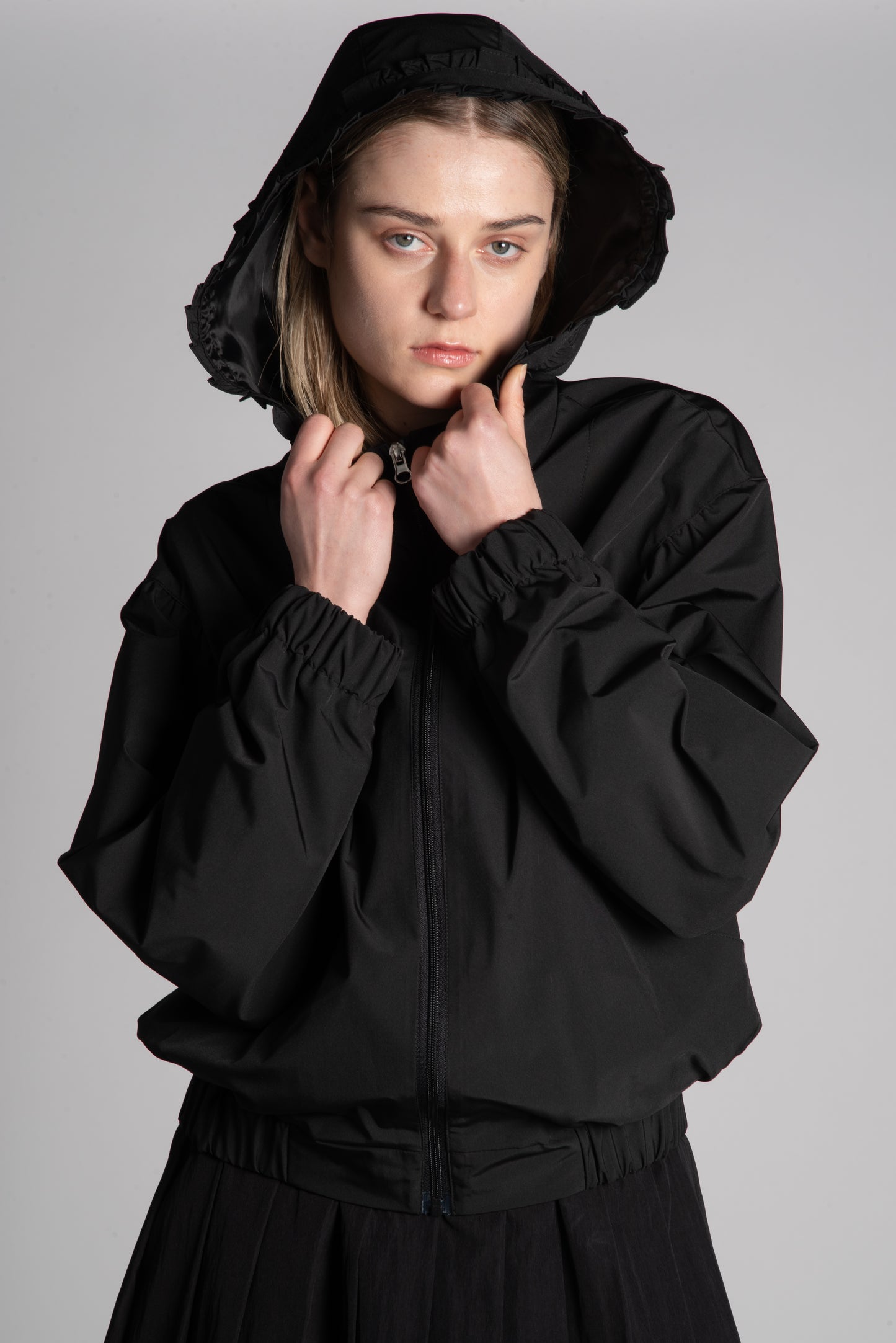 Black hooded jacket