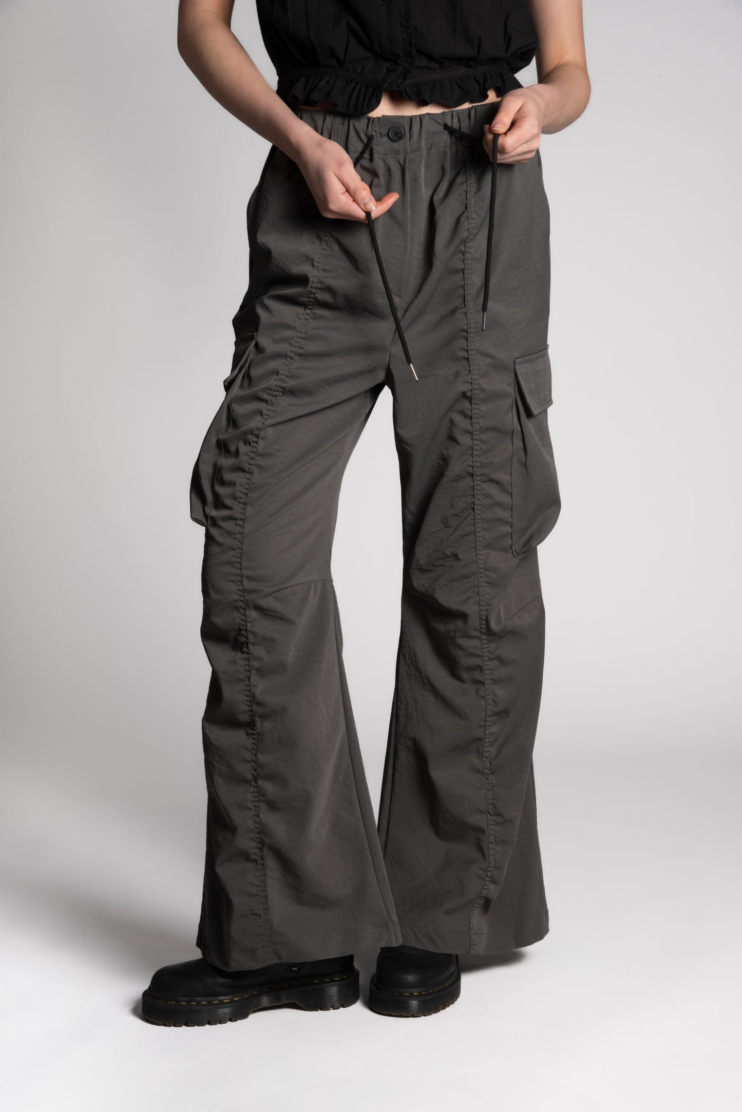 Dark grey cargo drawstring pants