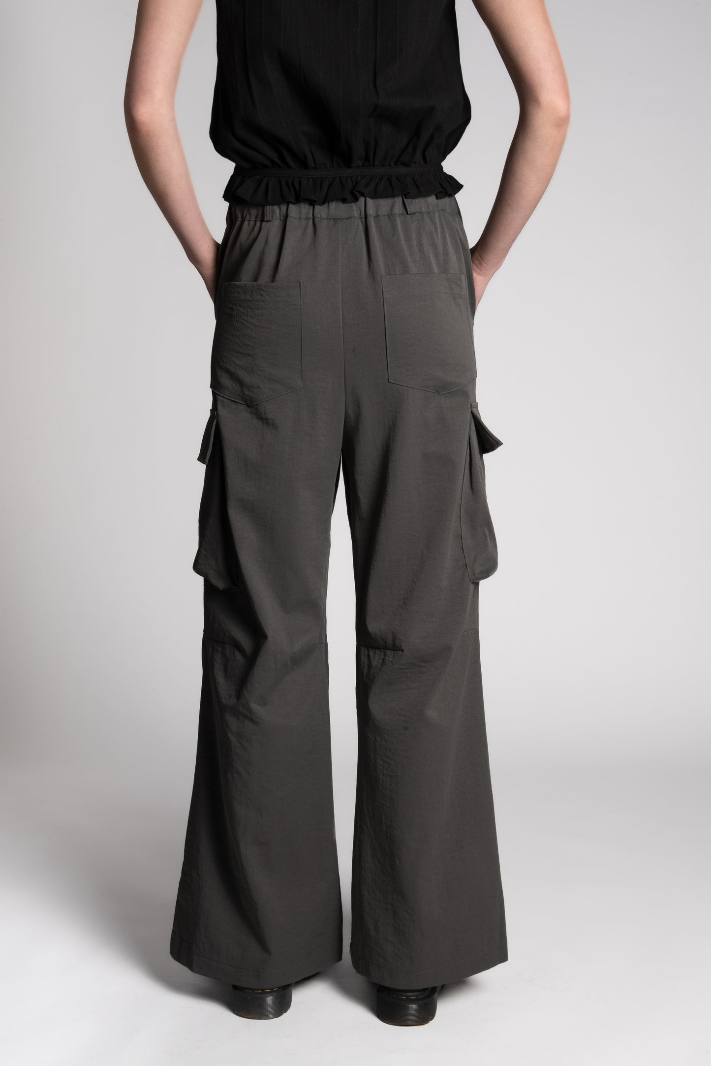 Dark grey cargo drawstring pants