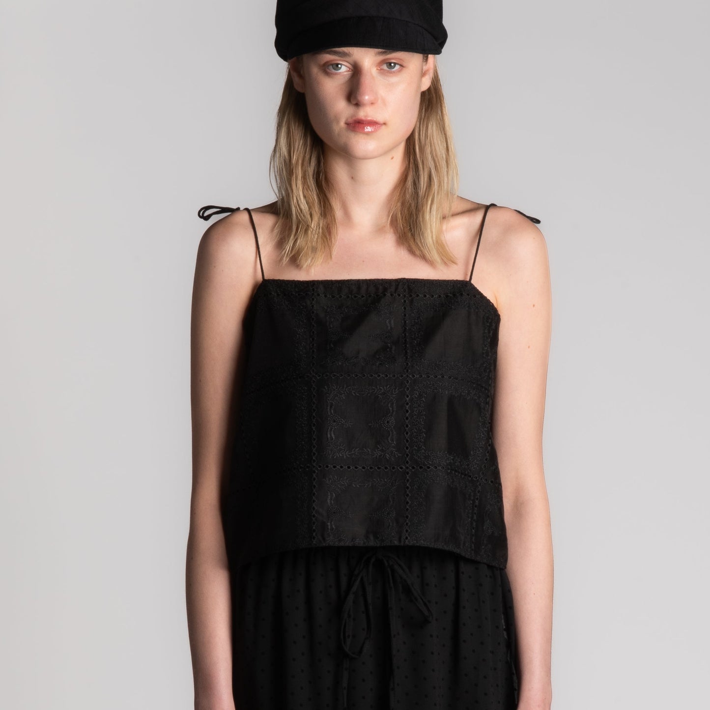 Black embroidery cami