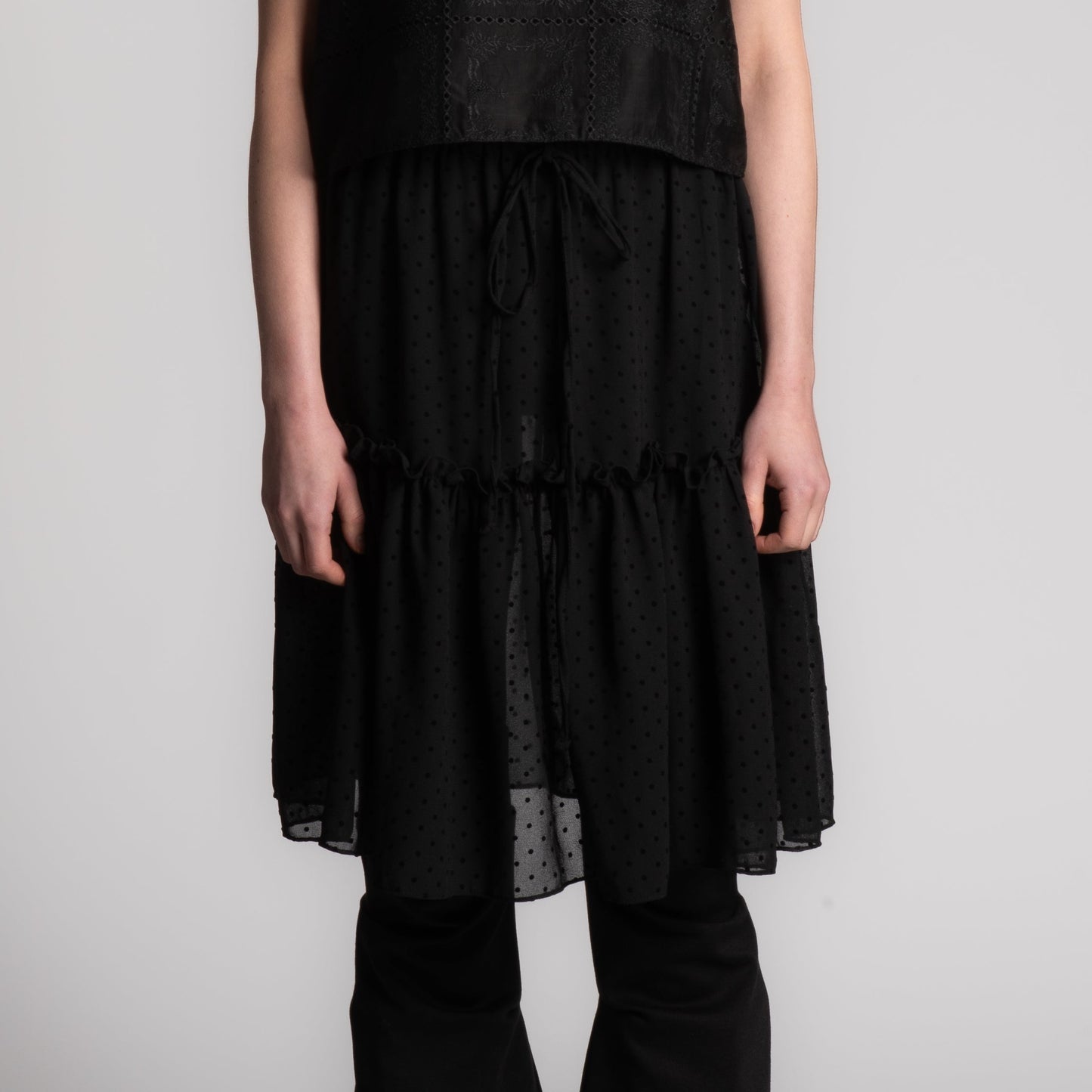 Black mesh dotted skirt
