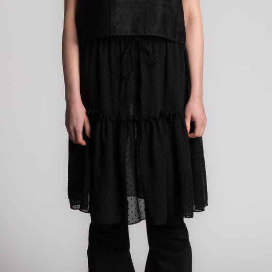 Black mesh dotted skirt