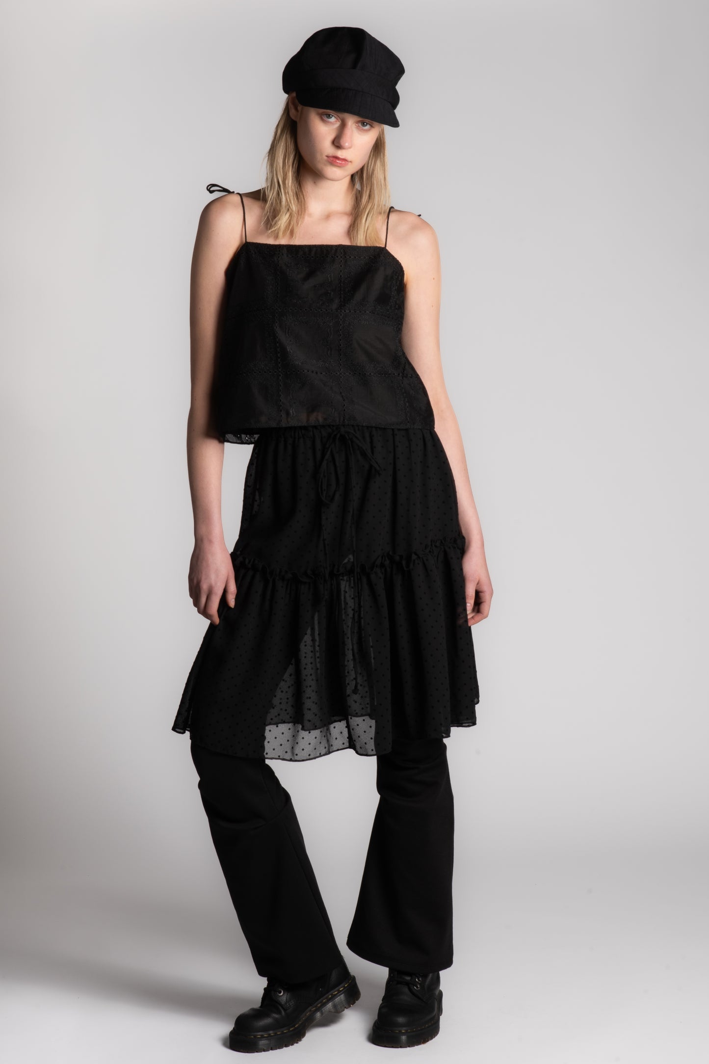 Black embroidery cami