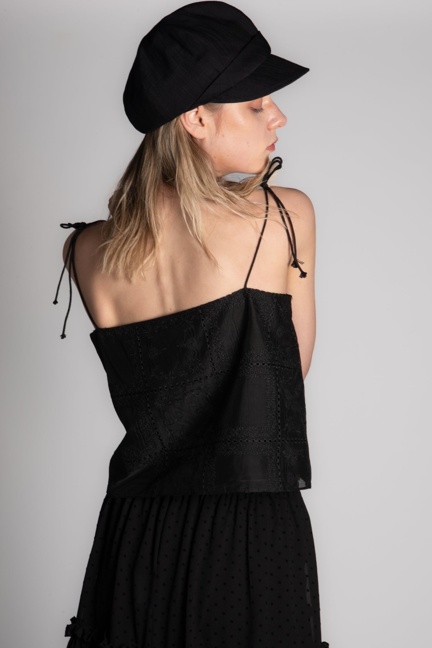 Black embroidery cami
