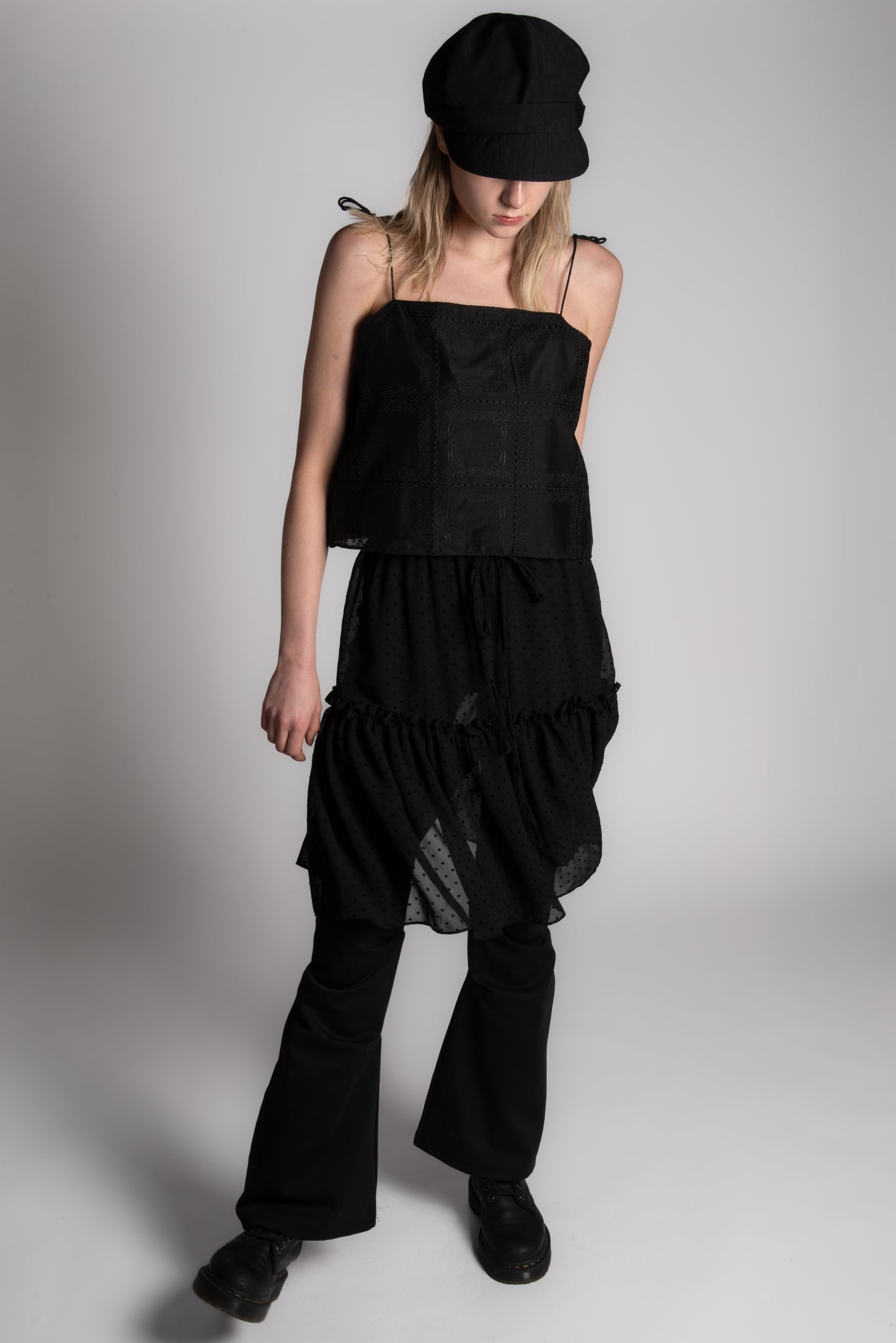 Black embroidery cami