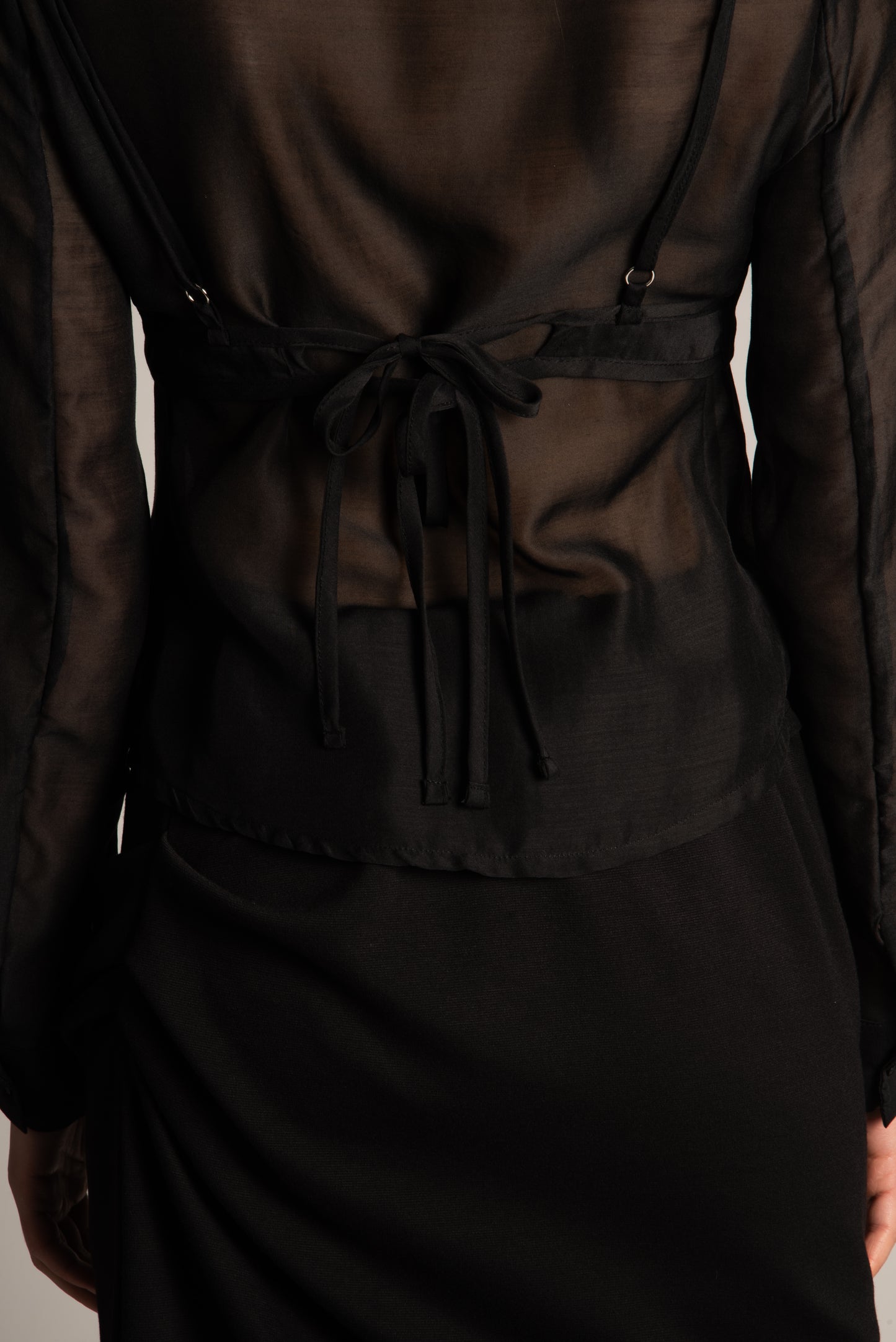 Black sheer blouse with bra