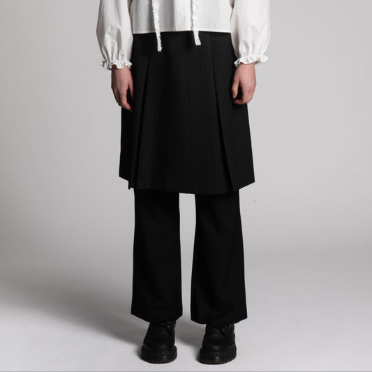Pinstripe skirt layered pants