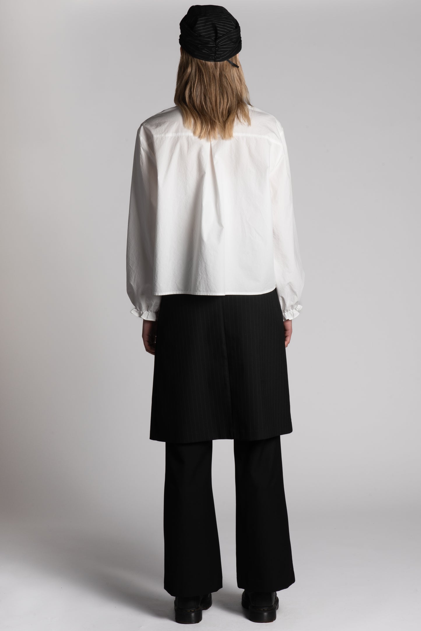 Pinstripe skirt layered pants