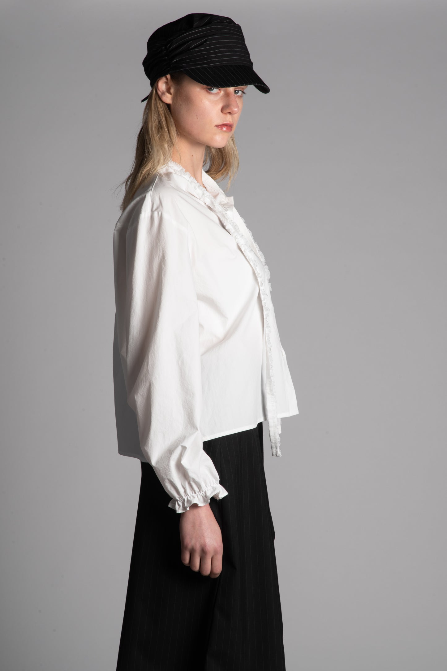 White ruffle tie cotton skirt