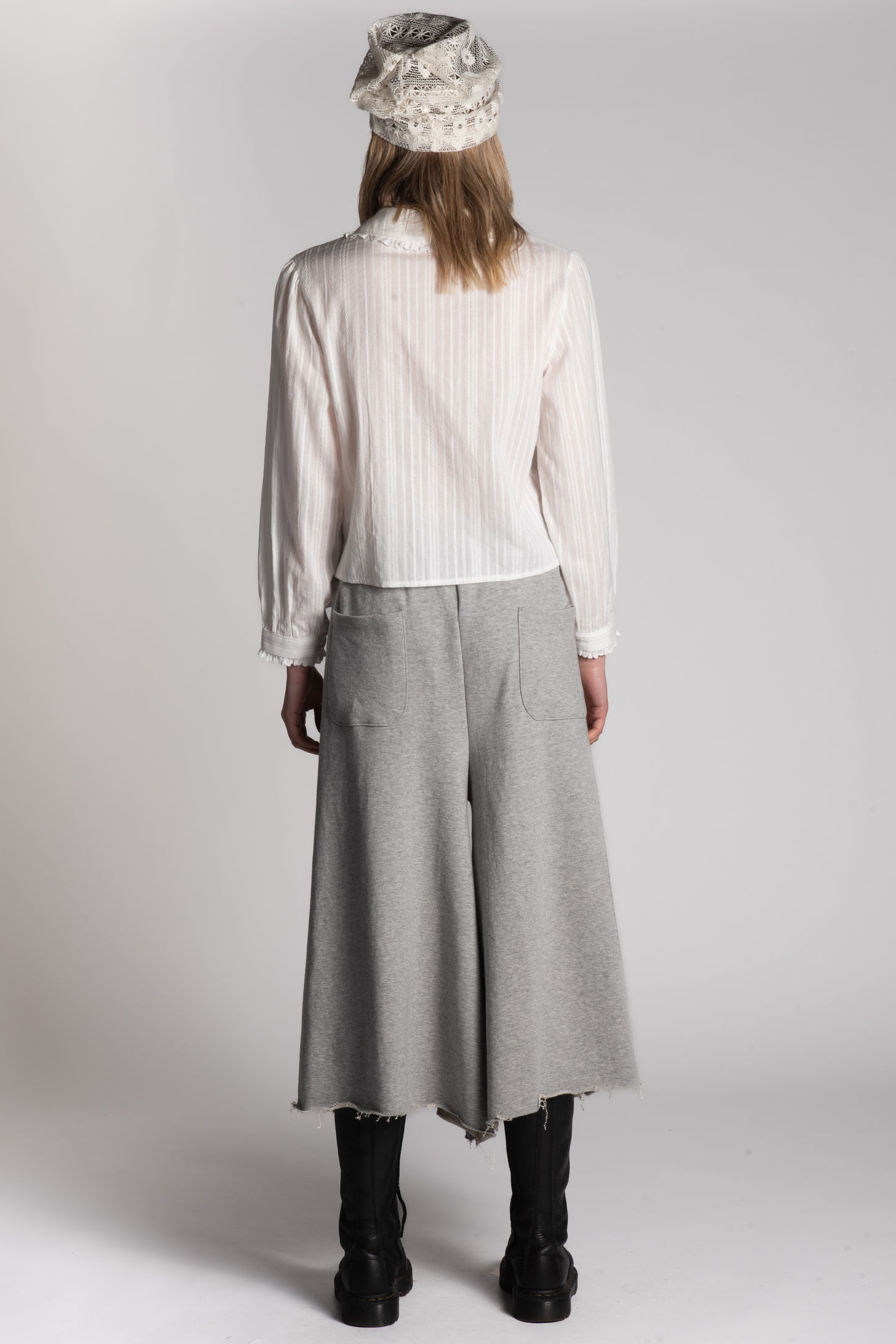White pintuck cotton blouse