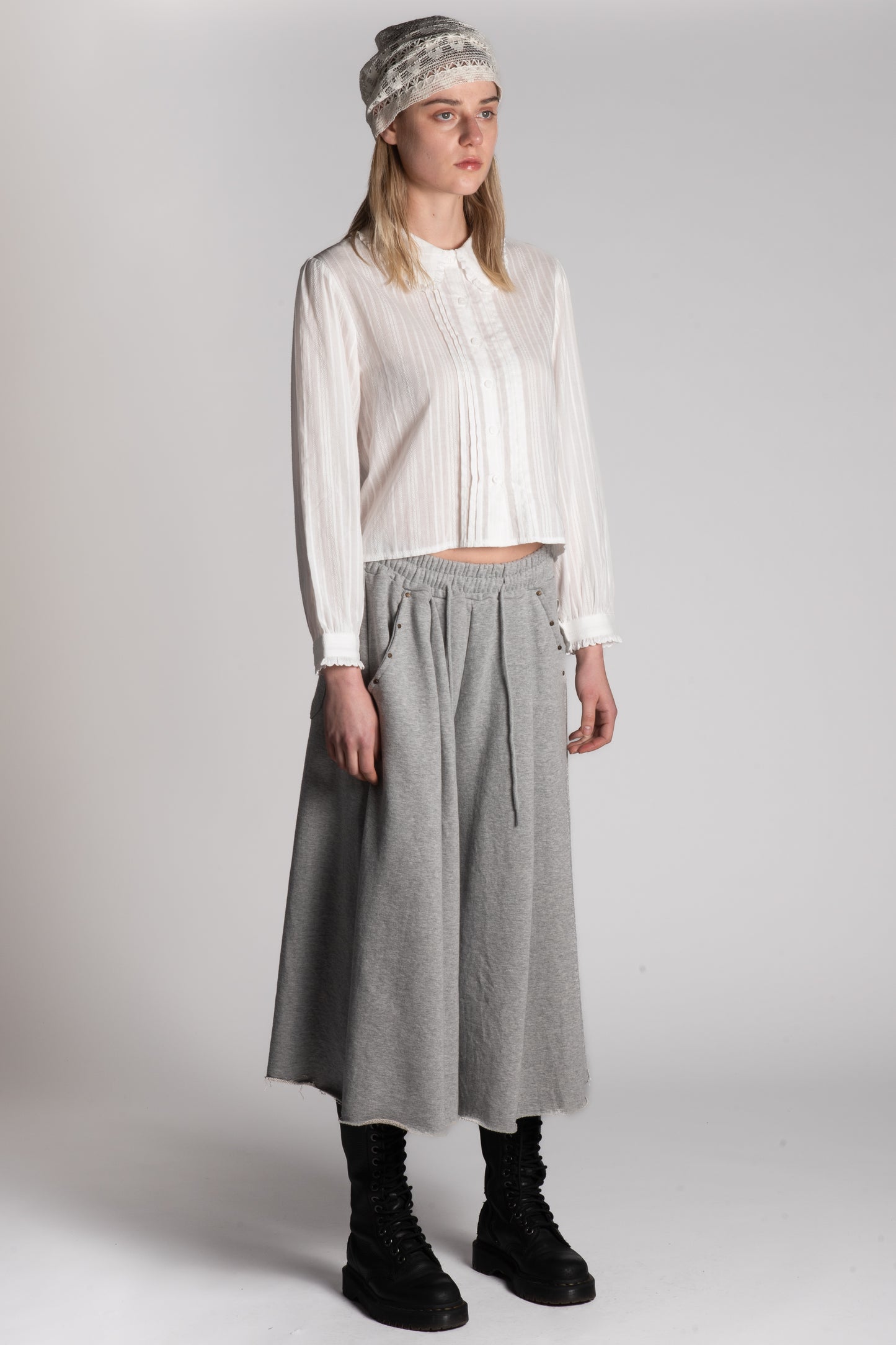 White pintuck cotton blouse