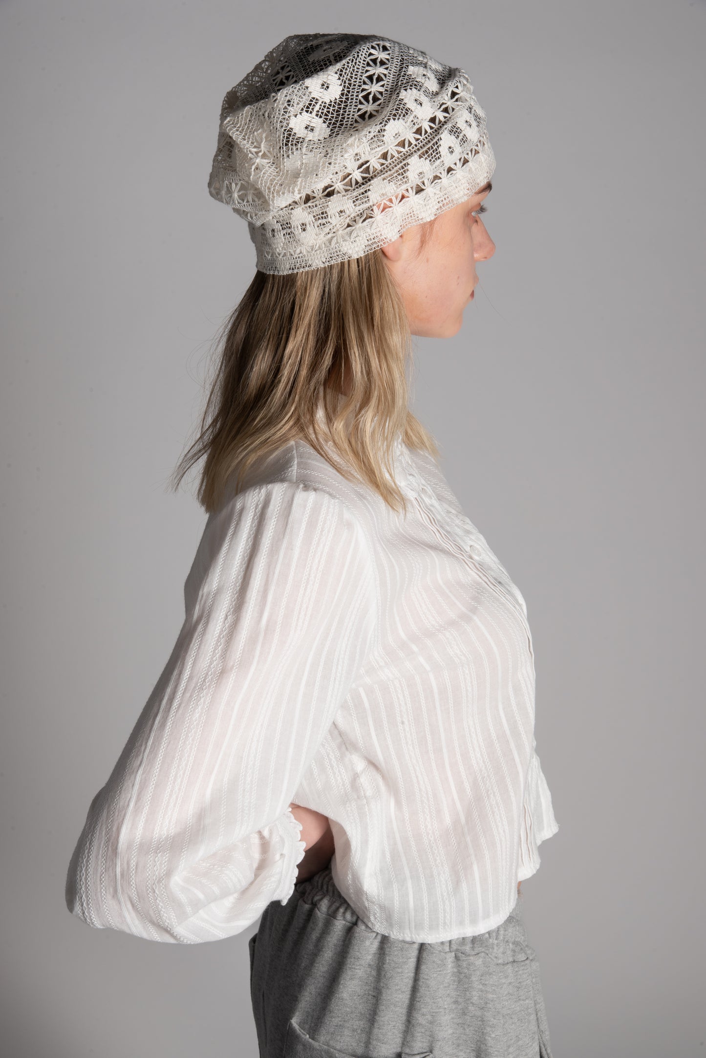 White pintuck cotton blouse