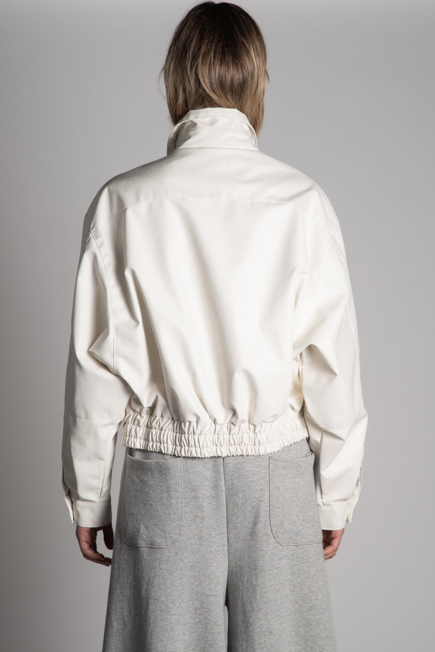 White PU bomber jacket