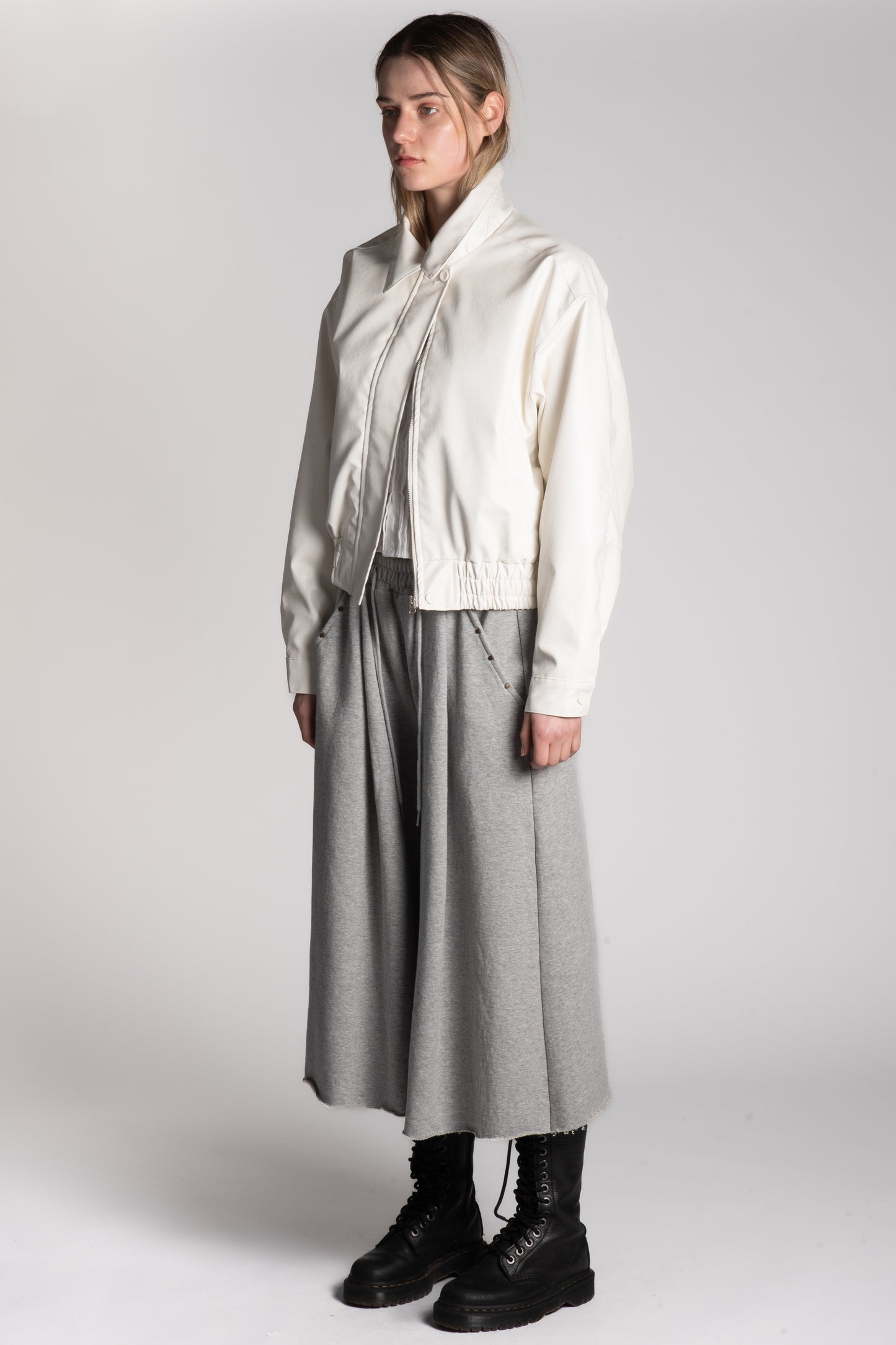 White PU bomber jacket