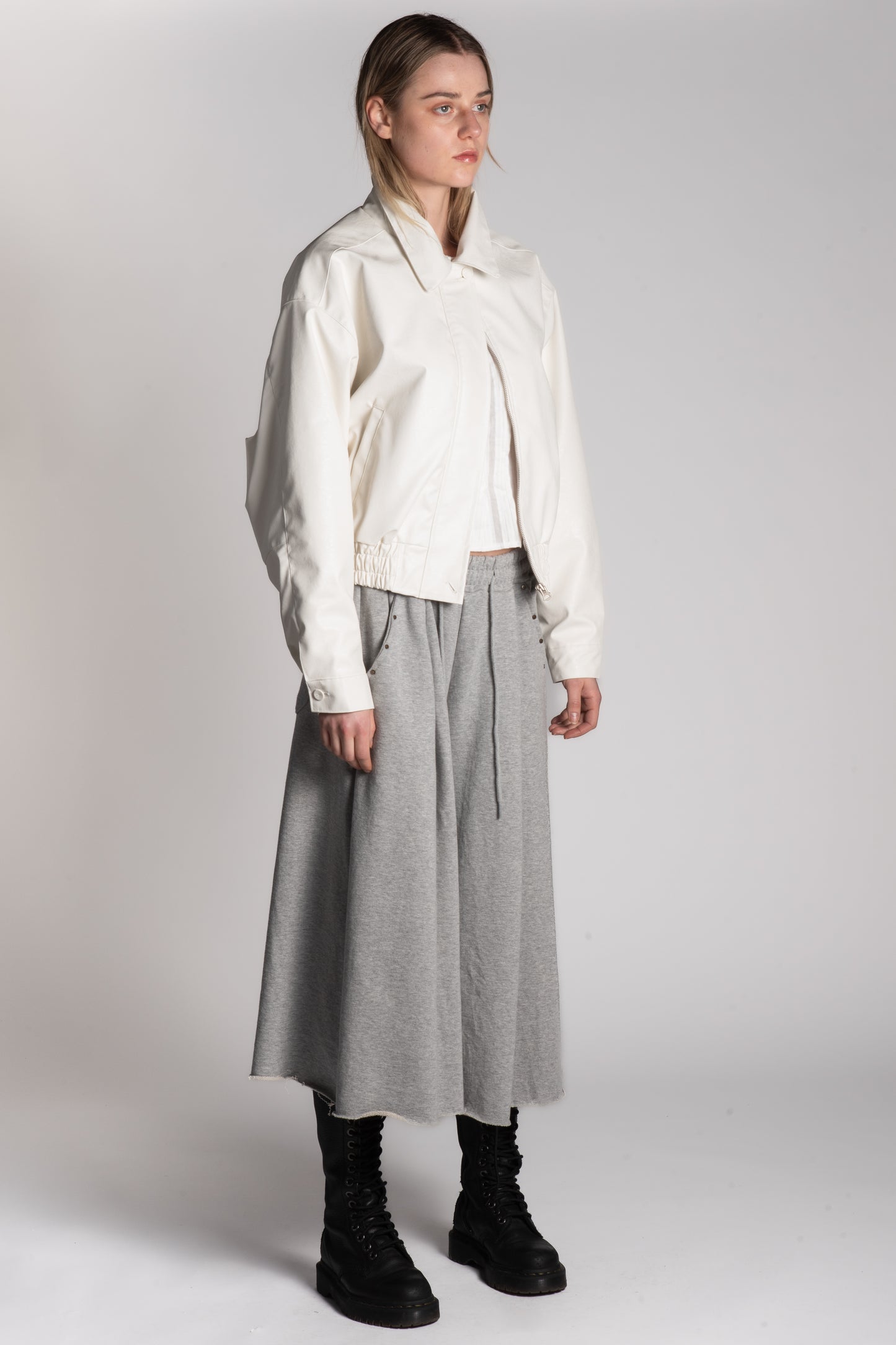 White PU bomber jacket