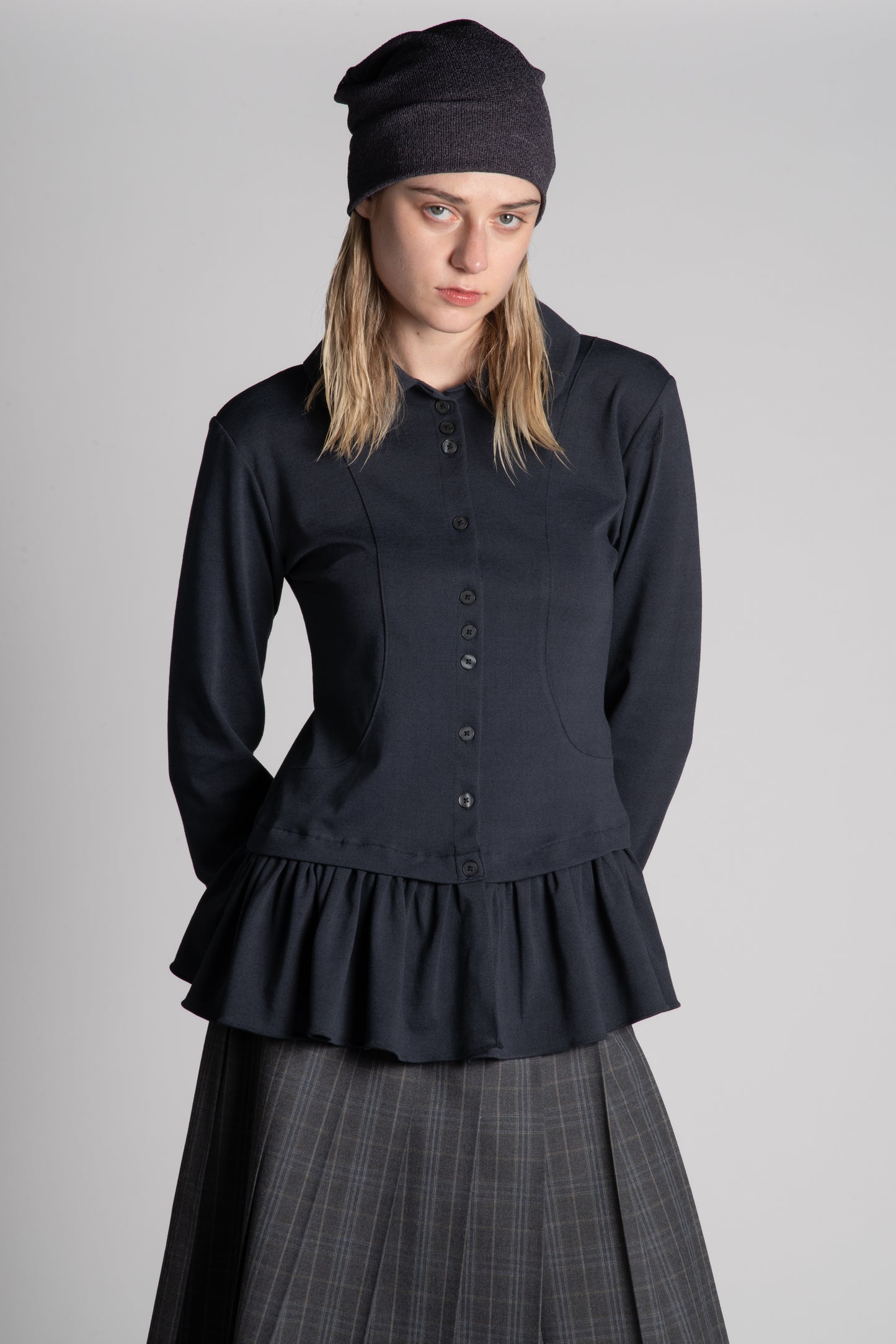 Grey peplum blouse