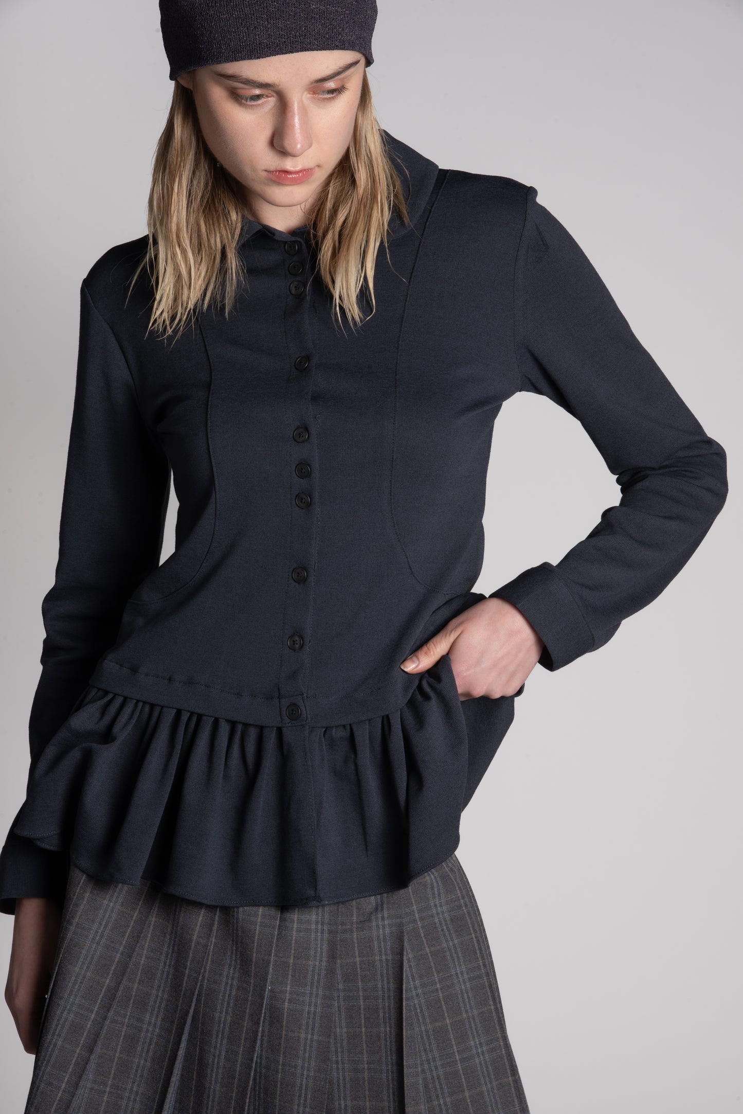 Grey peplum blouse