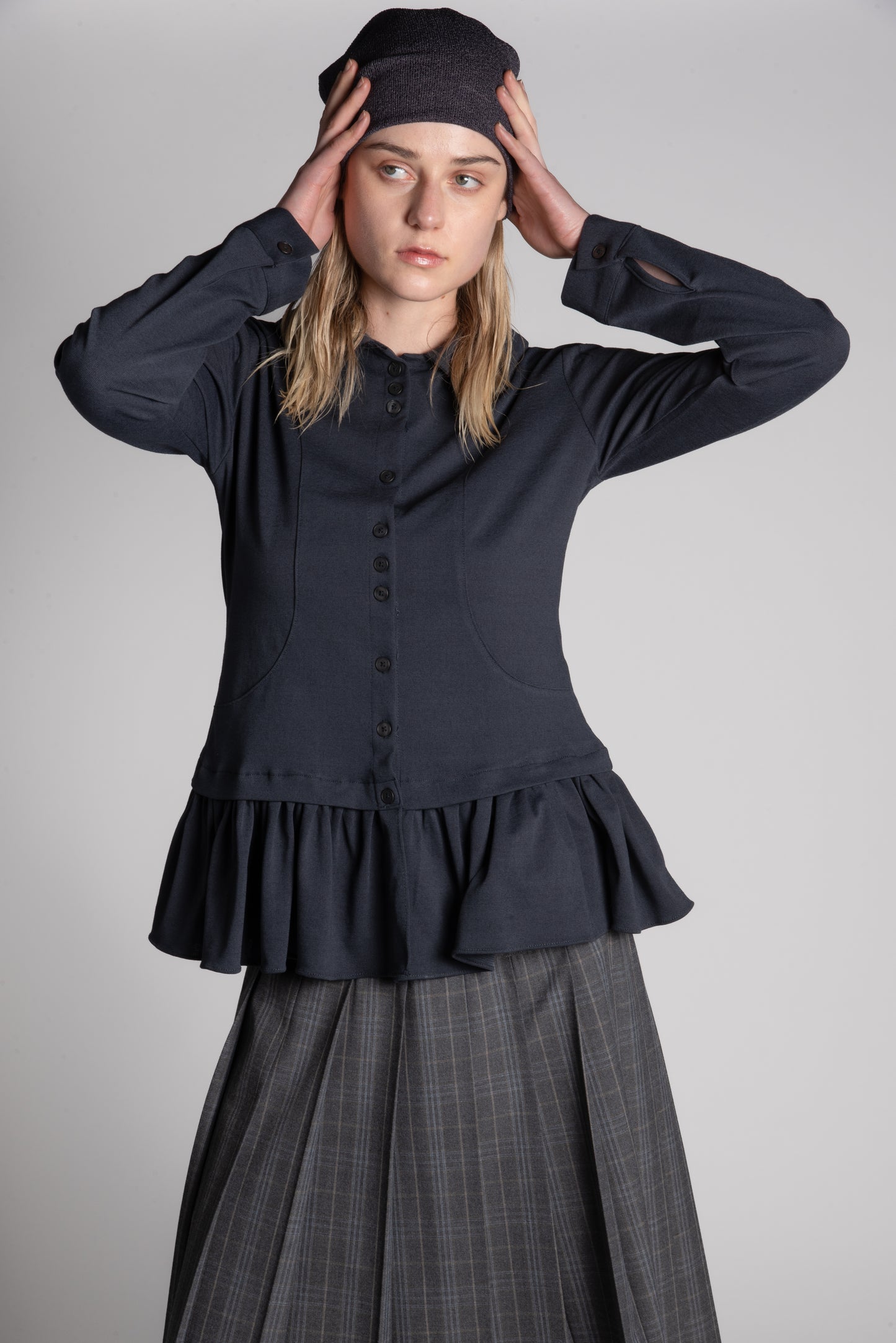 Grey peplum blouse