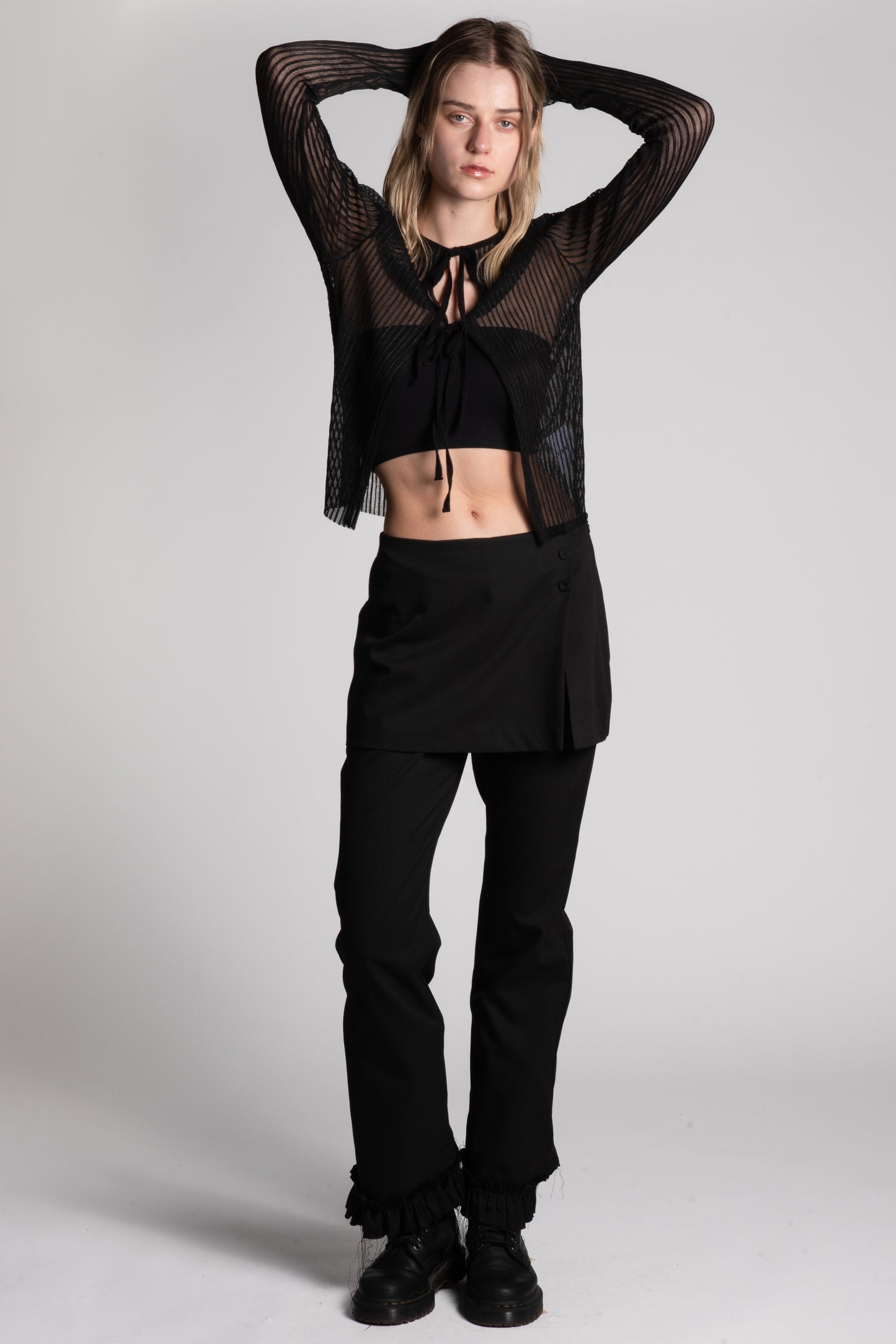 Sheer tie front cardigan