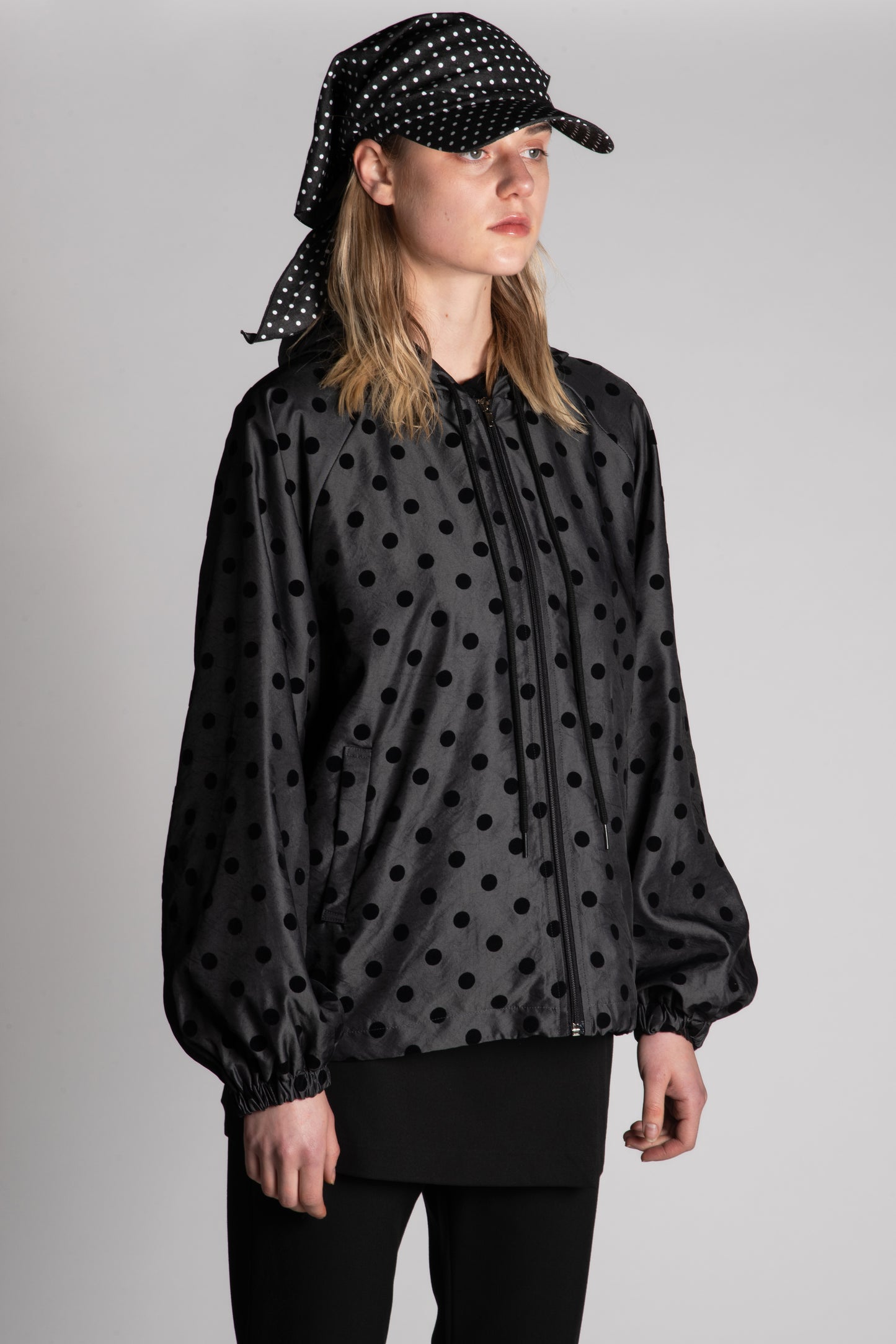 Dot hooded jacket