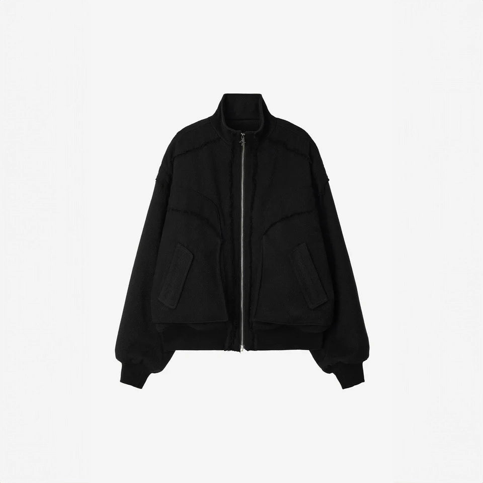 Heavy Texture Wool Linen Puffer Jacket