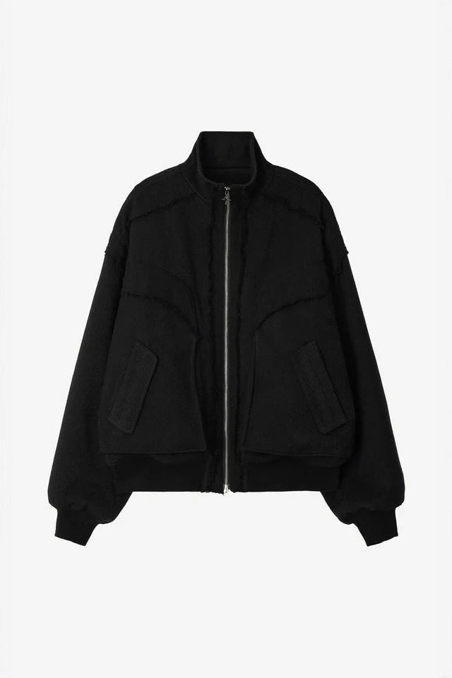 Heavy Texture Wool Linen Puffer Jacket