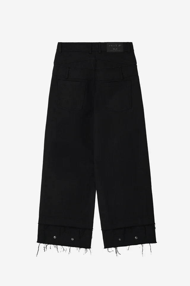 Stucked Belt With Low Density  Cotton And Raw-Edged Pants