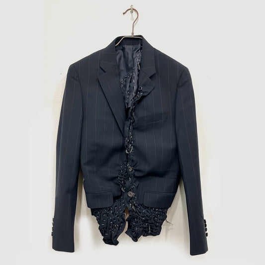 Smocking stitch pinstripe jacket