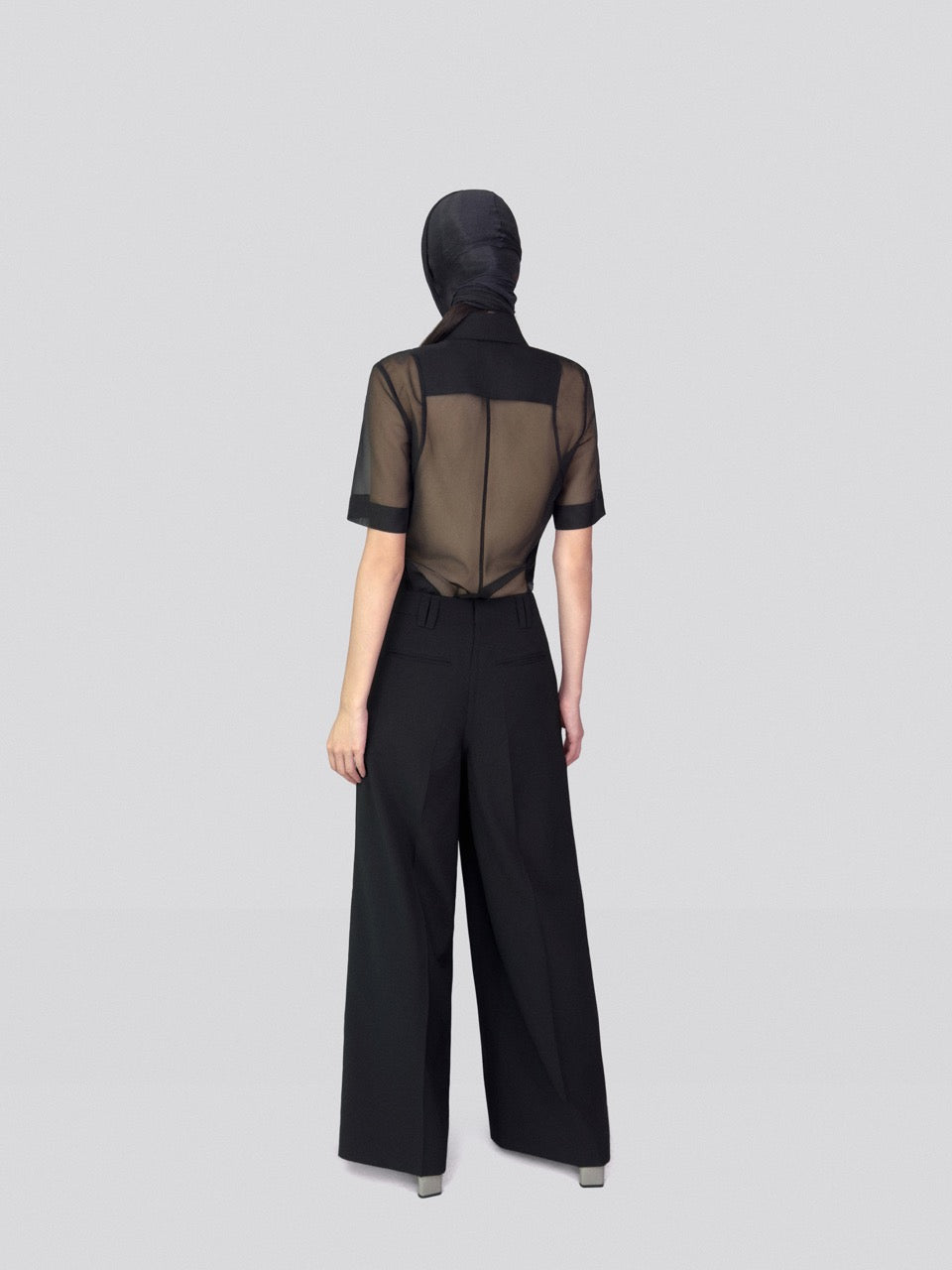 Sheer short sleeve shirt tailored slim fit