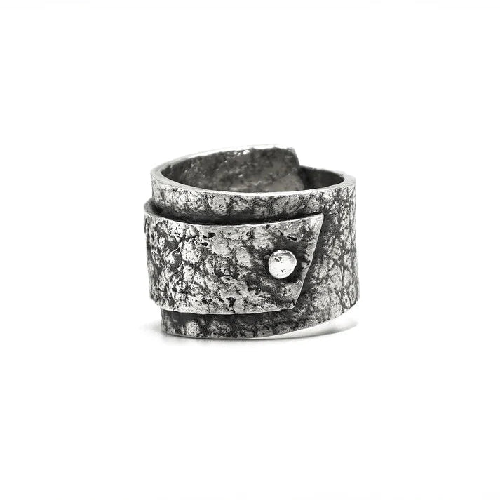 Leather wrap stud ring