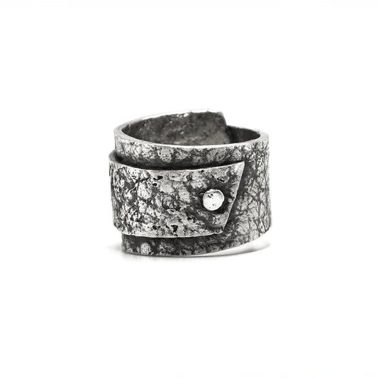 Leather wrap stud ring