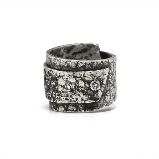 Leather wrap stud ring + diamond set