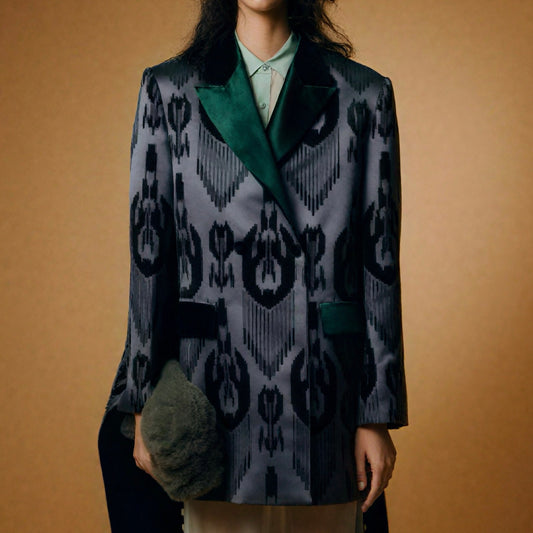 Dark green satin blazer