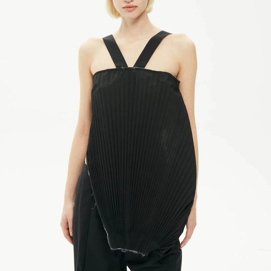 Pleated tank top black