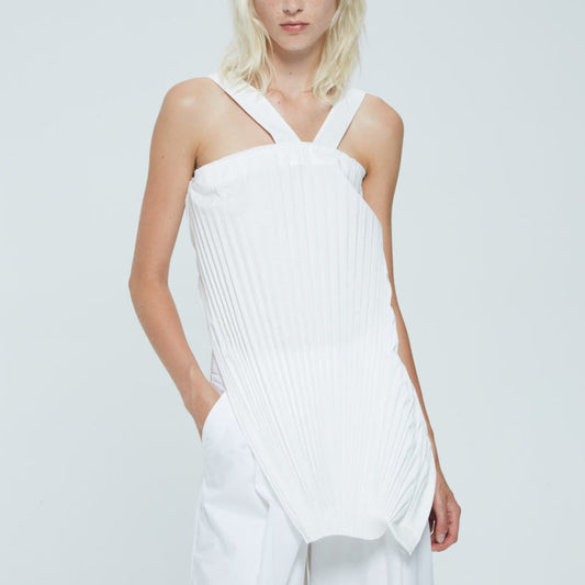 Pleated tank top white