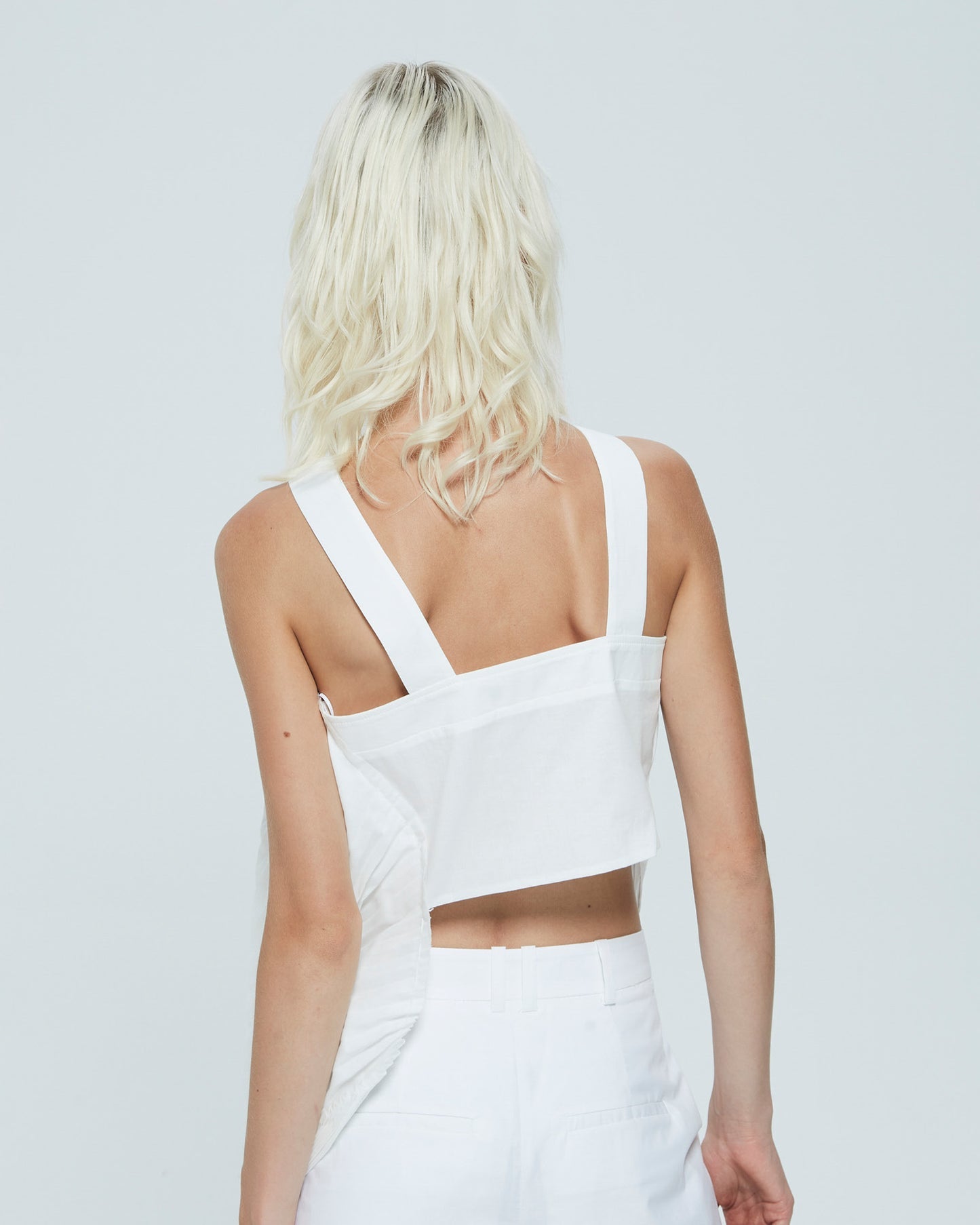 Pleated tank top white