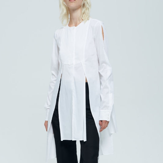 Shirt dress with slits white