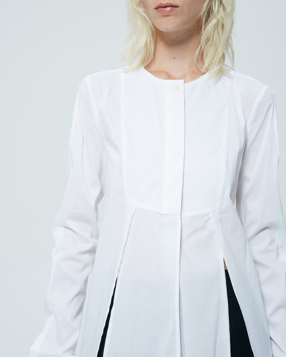Shirt dress with slits white