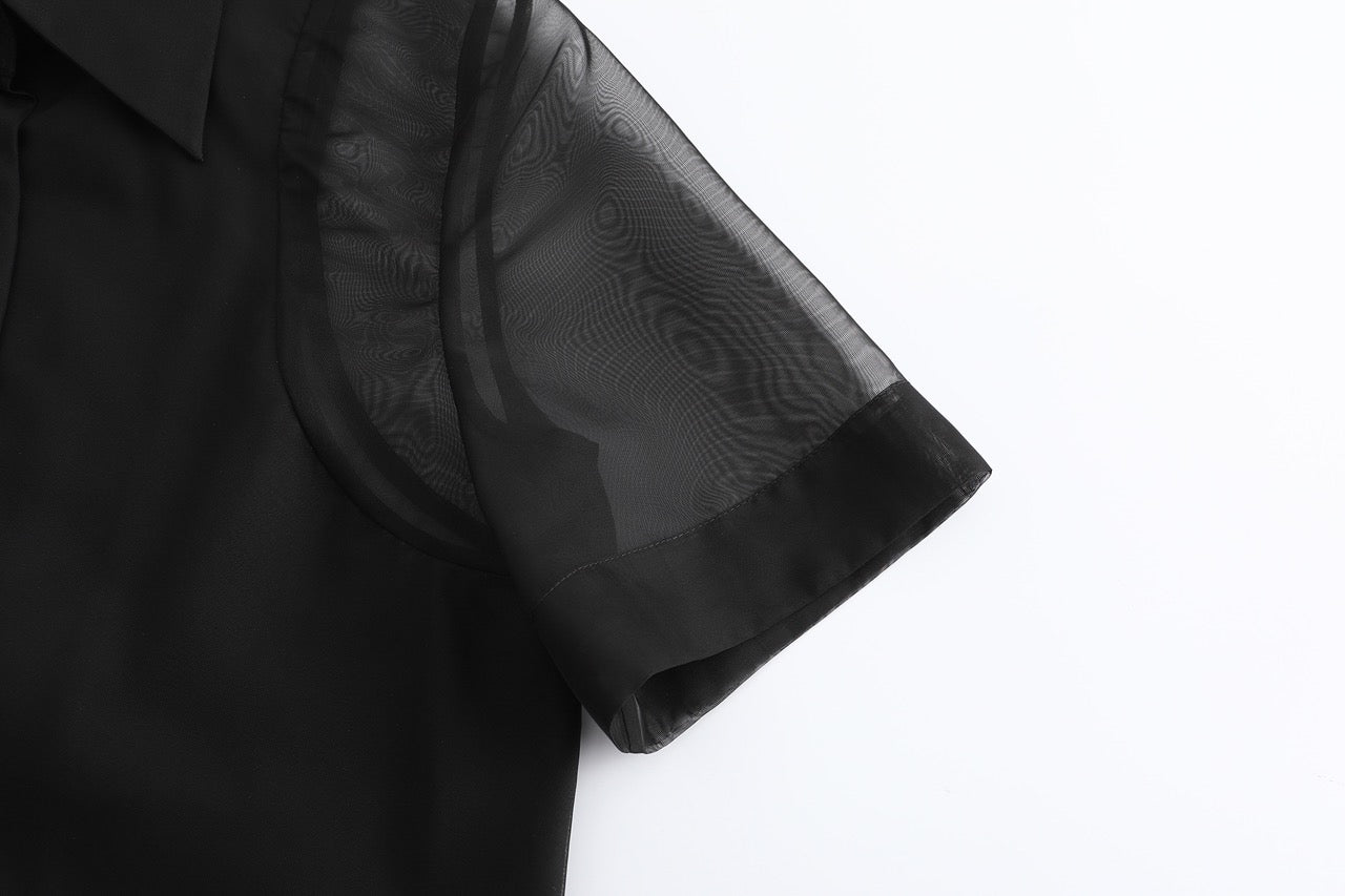 Sheer short sleeve shirt tailored slim fit