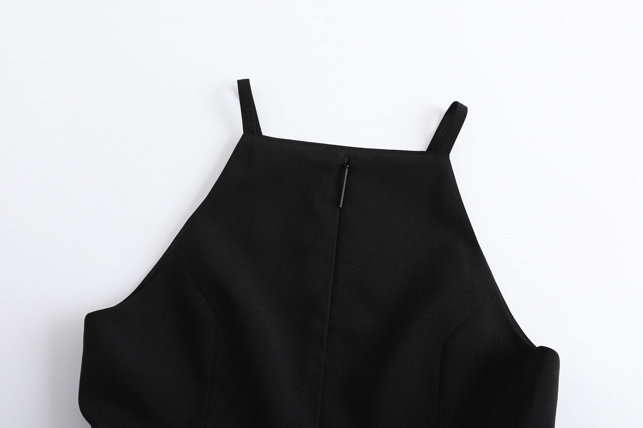 Detachable high square neck camisole asymmetric draped maxi dress set