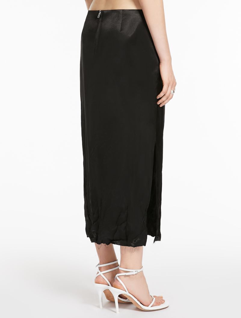 Crinkle-look calf-length skirt