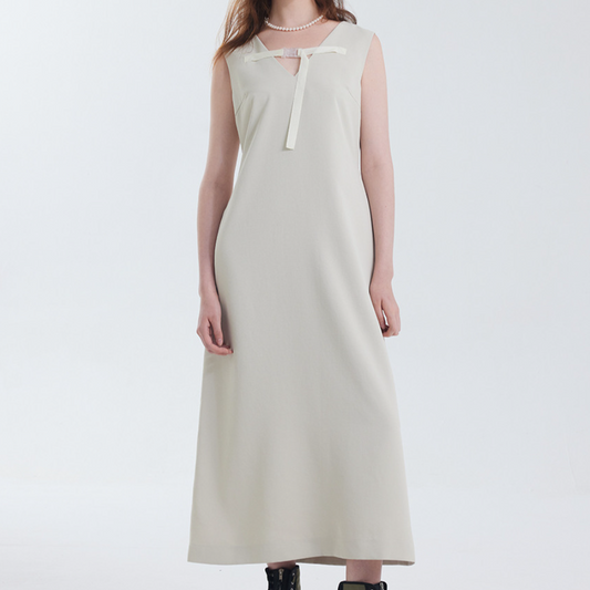 Buckled strap dress green beige