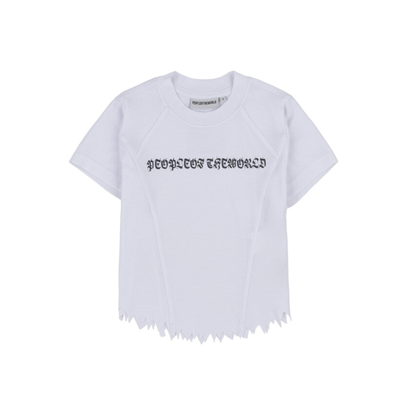 Round damage crop t-shirt white