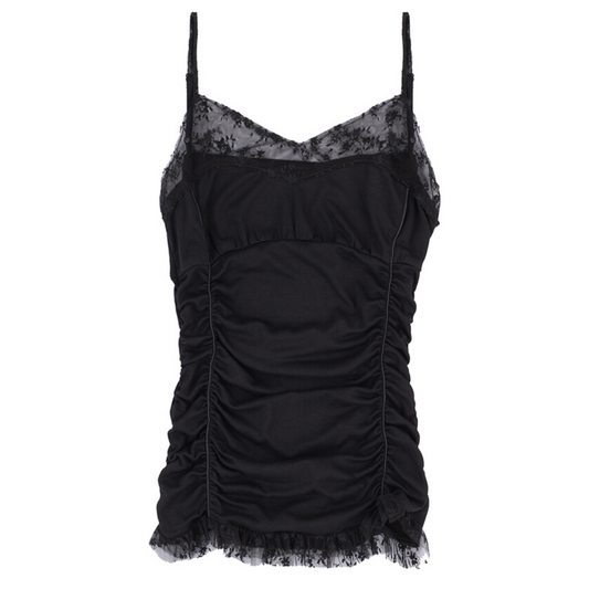 Bamboo lace sleeveless top black