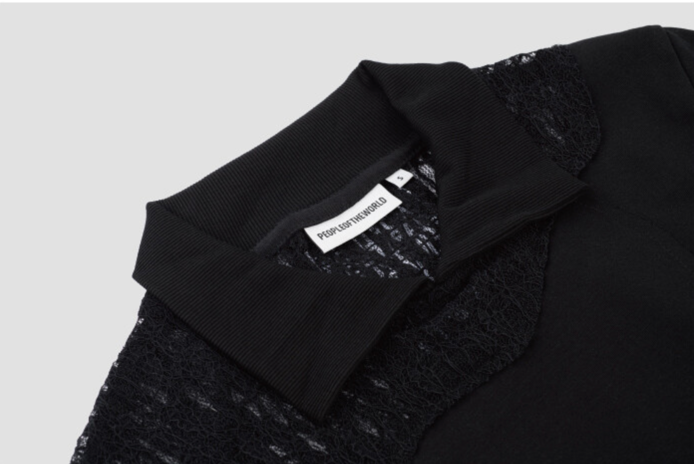 Side shirring cotton lace crop tee