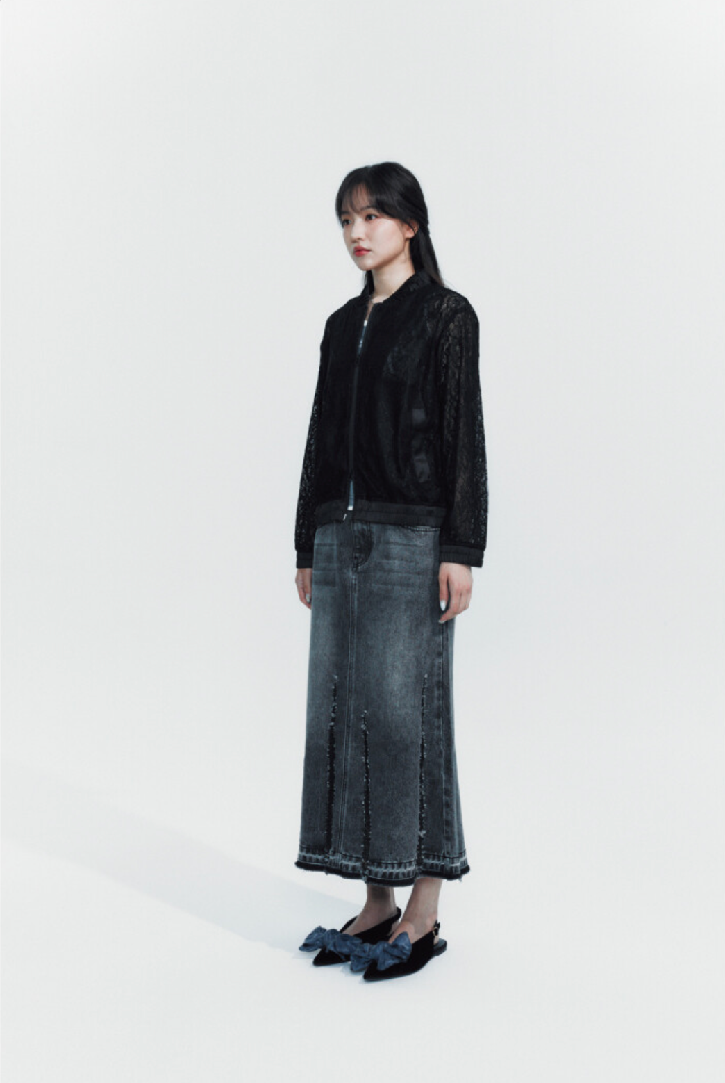 Sheer lace blouse jacket black