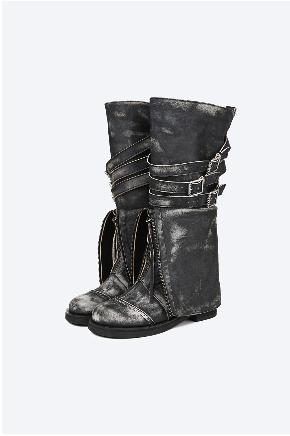 Roa Fold Boots / black beige