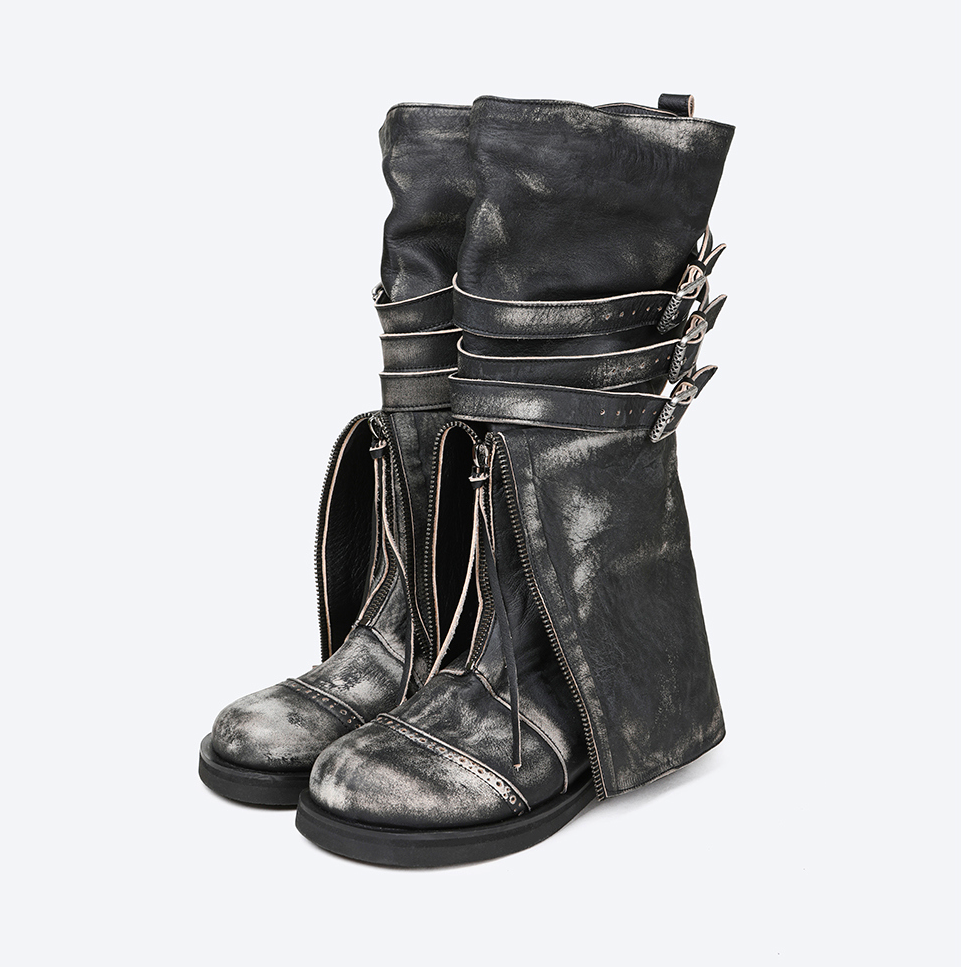 Roa Fold Boots / black beige