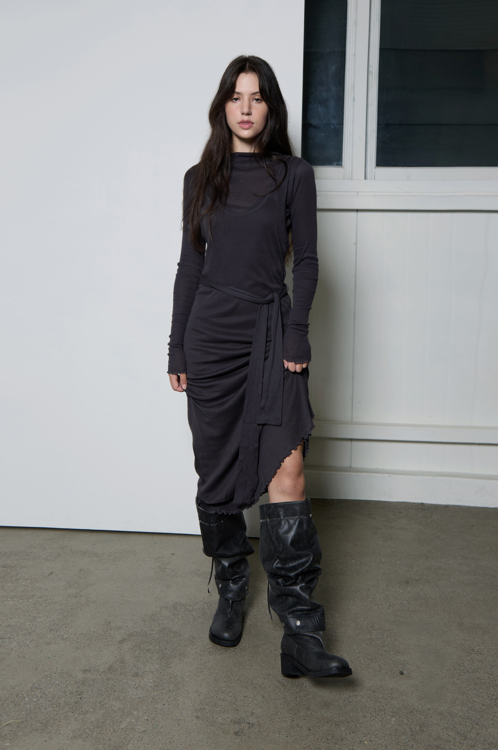 Heidi Button Boots / gray