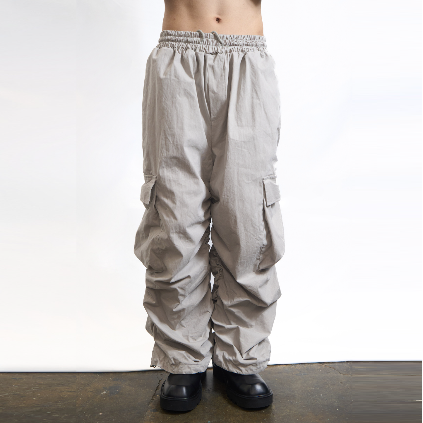 Gathered Cargo Pants Stone Grey